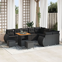 vidaXL 12-delad trädgårdsoffaset med kuddar svart poly rattan akacia, vidaXL 3-delad trädgårdsdining set med kuddar svart poly...