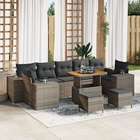 vidaXL Trädgårdsoffset 10 pcs Grå konstrotting