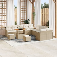 vidaXL Trädgårdsoffset 13 pcs Beige konstrotting
