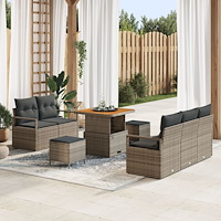 vidaXL Trädgårdsoffset med kudde 8 pcs Grå konstrotting