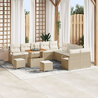 vidaXL Trädgårdsoffset med kudde 13 pcs Beige konstrotting