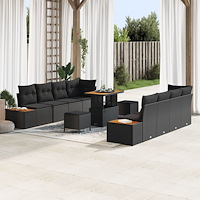 vidaXL Trädgårdsoffset 11 pcs Svart konstrotting