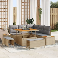 vidaXL Trädgårdsoffset 8 pcs Beige konstrotting