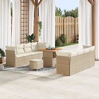 vidaXL 11-delars trädgårdsoffaset med kuddar Beige Polyrotting Akaciaträ, vidaXL 3-delars trädgårdsdining set med kuddar Beige...