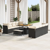 vidaXL 11-delars Trädgårdsoffor med Kuddar Svart Poly Rattan Akacia, vidaXL 3-delars Trädgårdsdining set med Kuddar Svart Poly...