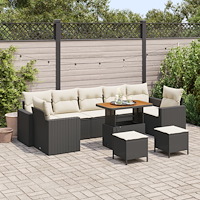 vidaXL Trädgårdsoffset 13 pcs Beige och gräddfärgad konstrotting