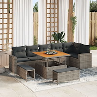 vidaXL Trädgårdsoffset med kudde 11 pcs Grå konstrotting