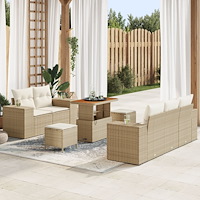 vidaXL 8-delat trädgårdsoffset med kuddar beige Poly Rattan Akacia
