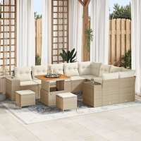 vidaXL Trädgårdsoffset 12 pcs Beige och gräddfärgad 80 x 80 x 71 cm