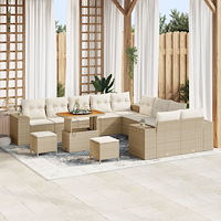 vidaXL Trädgårdsoffset 13 pcs Beige och gräddfärgad konstrotting