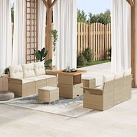 vidaXL Trädgårdsoffset 9 pcs Beige och gräddfärgad 80 x 80 x 71 cm