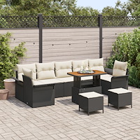 vidaXL Trädgårdsoffset med kudde med lagring 10 pcs Svart och kräm