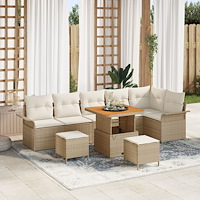 vidaXL Trädgårdsoffset 9 pcs Beige och gräddfärgad 80 x 80 x 71 cm