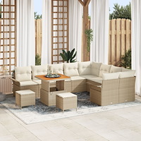 vidaXL Trädgårdsoffset 12 pcs Beige och gräddfärgad 80 x 80 x 71 cm