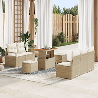 vidaXL 8-delat Trädgårdsoffaset med Kuddar Beige Poly Rattan Akacia