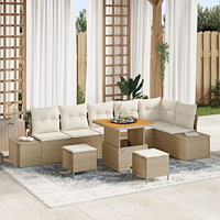 vidaXL Trädgårdsoffset 9 pcs Beige och gräddfärgad 80 x 80 x 71 cm