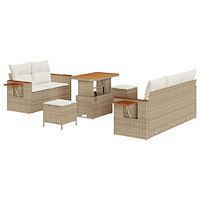vidaXL 8-delat trädgårdsoffset med kuddar Beige Poly Rattan Akacia