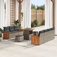 vidaXL Trädgårdsoffset med kudde 13 pcs Grå konstrotting