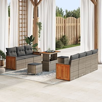 vidaXL Trädgårdsoffset med kudde 13 pcs Grå konstrotting