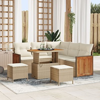 vidaXL 8-delat Trädgårdsoffset med Kuddar Beige Poly Rattan Akaciaträ