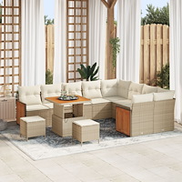 vidaXL Trädgårdsoffset 12 pcs Beige och gräddfärgad 80 x 80 x 71 cm