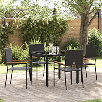 vidaXL Trädgårdsmöbelset 5 pcs Svart 90 x 90 x 75 cm konstrotting