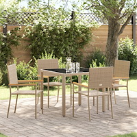 vidaXL Trädgårdsmöbelset 5 pcs Beige 90 x 90 x 75 cm konstrotting