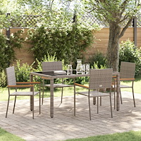 vidaXL Trädgårdsmöbelset 5 pcs Grå 150 x 90 x 75 cm konstrotting