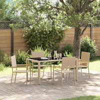 vidaXL Trädgårdsmöbelset 5 pcs Beige 150 x 90 x 75 cm konstrotting