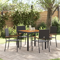 vidaXL Trädgårdsmöbelset 5 pcs Svart och Brunt 90 x 90 x 75 cm