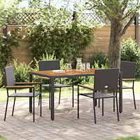 vidaXL Trädgårdsmöbelset 5 pcs Svart och Trä 150 x 90 x 75 cm