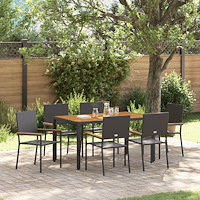 vidaXL Trädgårdsmöbelset 7 pcs Svart och Trä 150 x 90 x 75 cm