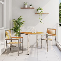 vidaXL Trädgårdsmöbelset 3 pcs Grå 90 x 90 x 75 cm konstrotting