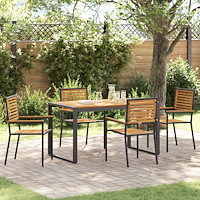 vidaXL Trädgårdsmöbelset 5 pcs Svart och Trä 140 x 80 x 75 cm