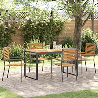 vidaXL Trädgårdsmöbelset 5 pcs Grå och Trä 140 x 80 x 75 cm