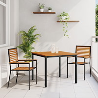 vidaXL Trädgårdsmöbelset 3 pcs Svart och Trä 90 x 90 x 75 cm