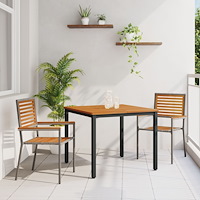 vidaXL Trädgårdsmöbelset 3 pcs Grå 90 x 90 x 75 cm konstrotting