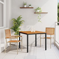 vidaXL Trädgårdsmöbelset 3 pcs Beige och brun 90 x 90 x 75 cm