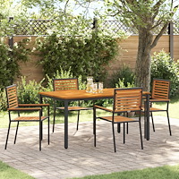 vidaXL Trädgårdsmöbelset 5 pcs Svart 150 x 90 x 75 cm konstrotting
