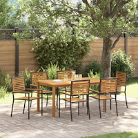 vidaXL Trädgårdsmöbelset 7 pcs Svart Poly rattan
