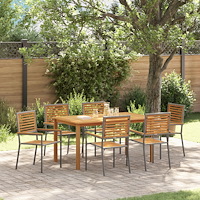 vidaXL Trädgårdsmöbelset 7 pcs Grå Poly rattan