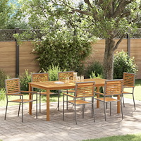 vidaXL Trädgårdsmöbelset 7 pcs Grå Poly rattan