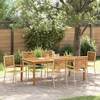 vidaXL Trädgårdsmöbelset 7 pcs Beige Poly rattan
