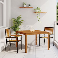 vidaXL Trädgårdsmöbelset 3 pcs Svart Poly rattan