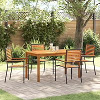 vidaXL Trädgårdsmöbelset 5 pcs Svart Poly rattan