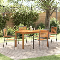 vidaXL Trädgårdsmöbelset 5 pcs Grå Poly rattan