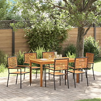 vidaXL Trädgårdsmöbelset 7 pcs Svart Poly rattan