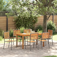 vidaXL Trädgårdsmöbelset 7 pcs Grå Poly rattan