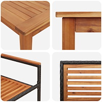 vidaXL Trädgårdsmöbelset 7 pcs Svart Poly rattan