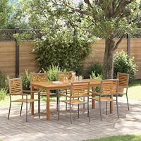 vidaXL Trädgårdsmöbelset 7 pcs Grå Poly rattan